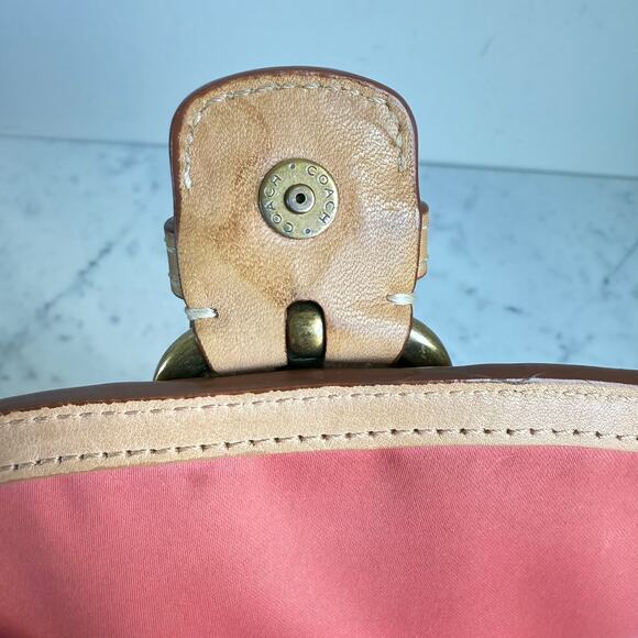 Coach Shoulder Bag Leather Saddle Tan Buckle Western Boho Crossbody - Picture 9 of 16